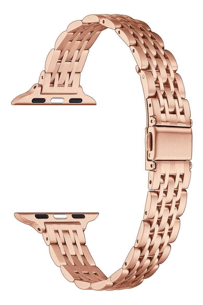 Rainey Skinny Stainless Steel Apple Watch® Watchband, Alternate, color, ROSE GOLD