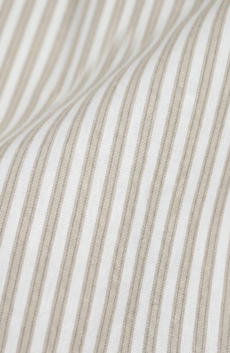 Modenaire Striped Button Down Tailored Waist Shirt, Alternate, color, Beige / White Stripe