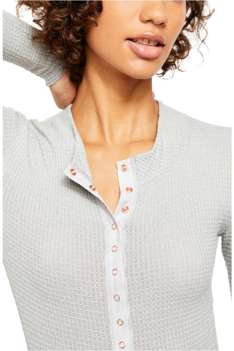 One of The Girls Henley Top, Alternate, color, HEATHER GREY