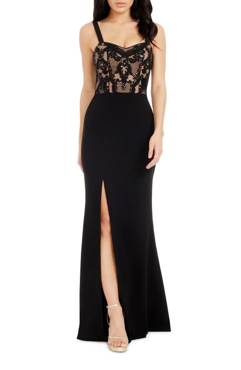Monique Sequin Lace Bodice Gown