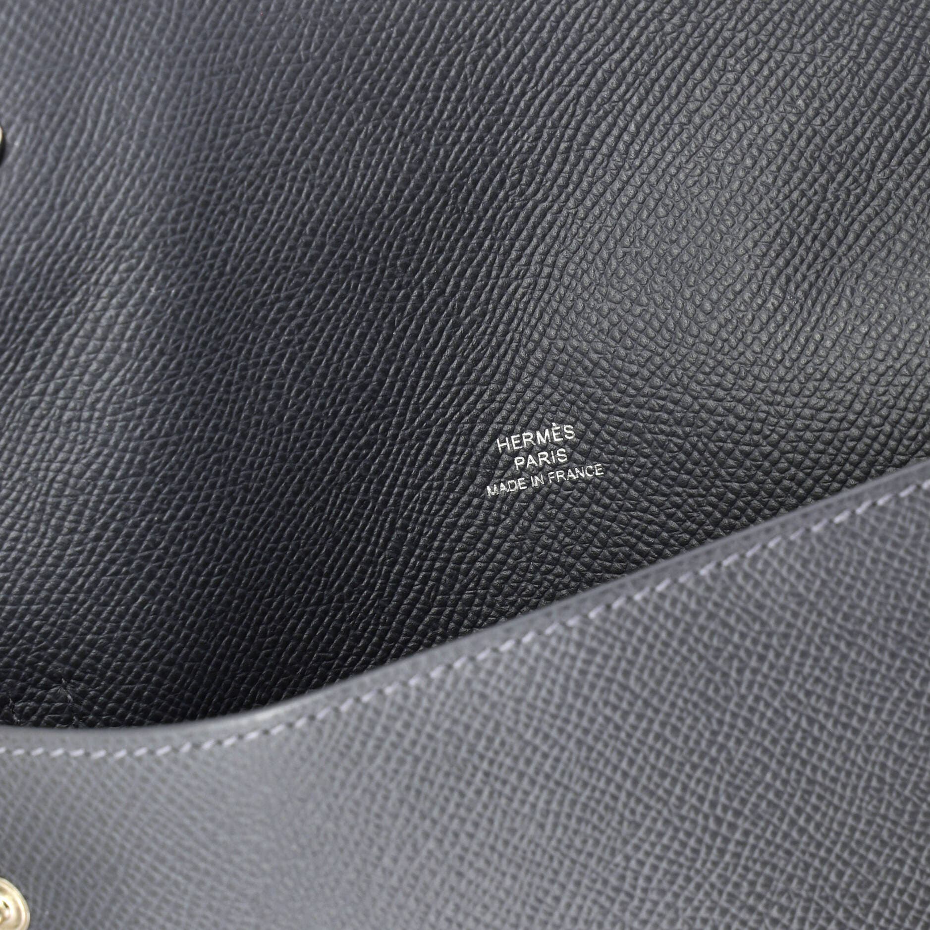 Pre-Owned Hermes Double Snap Pochette Crossbody Epsom, Alternate, color, Gris Misty