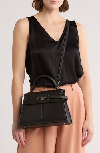 Large Elise Faux Leather Top Handle Bag