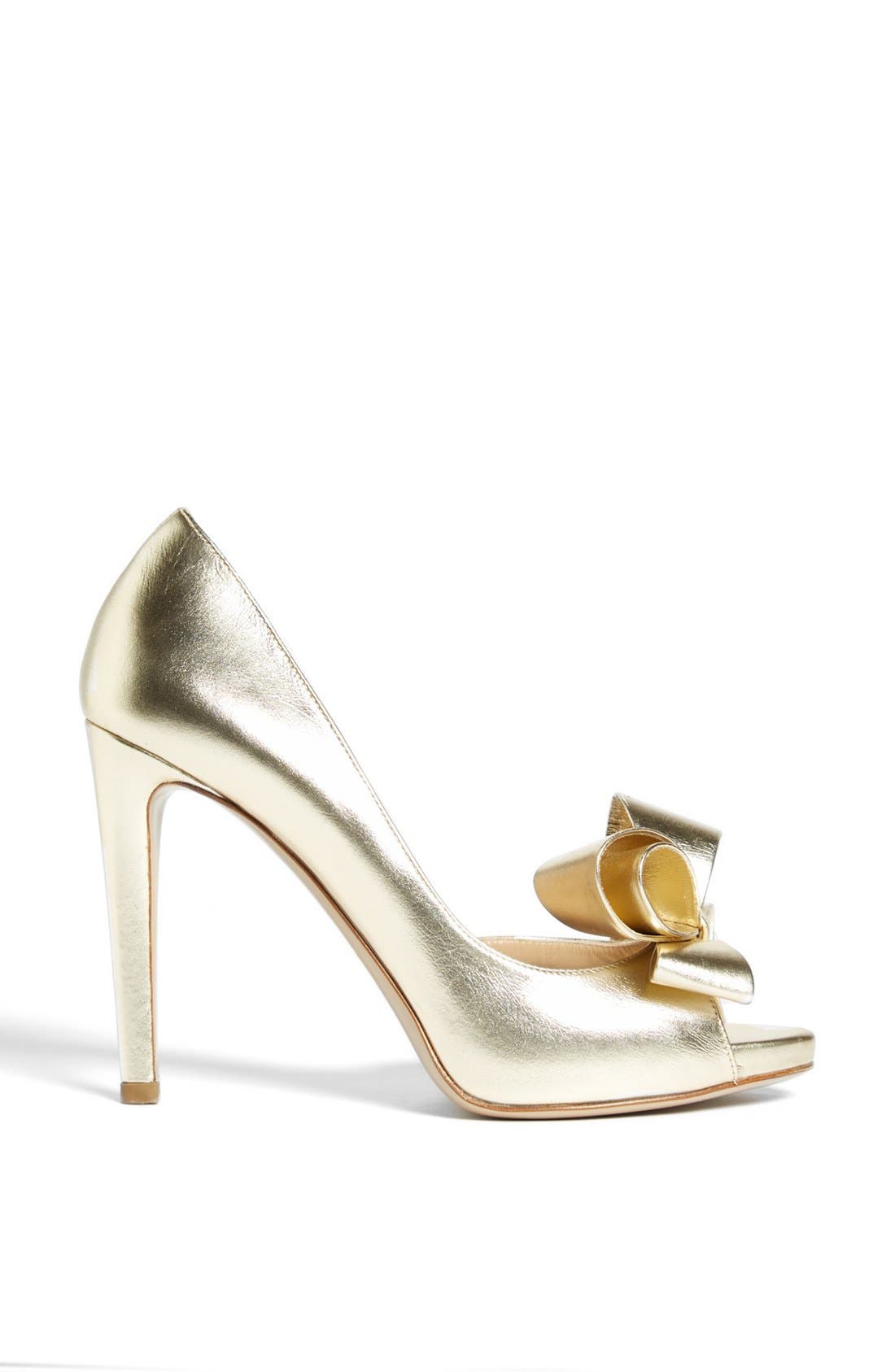 Valentino 'Couture Bow' D'Orsay Pump, Alternate, color, PLATINUM