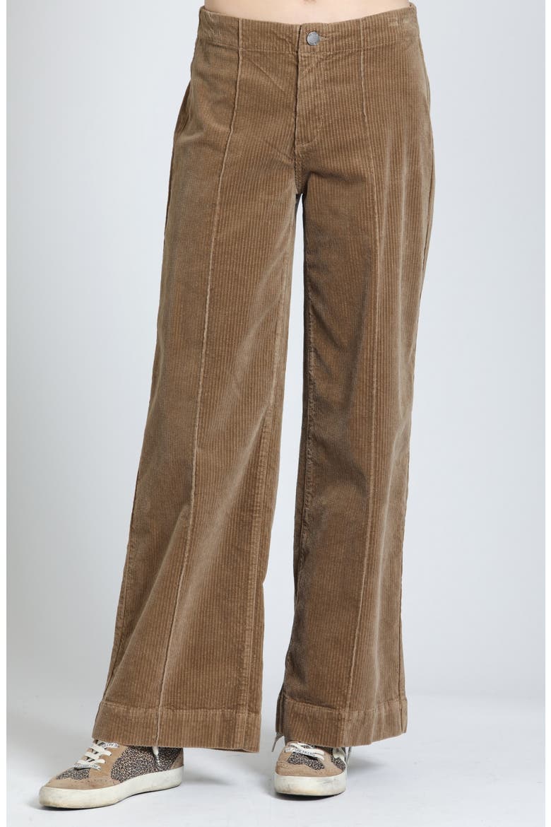 Retro Seamed Straight Leg Corduroy Pants, Main, color, BRONZE