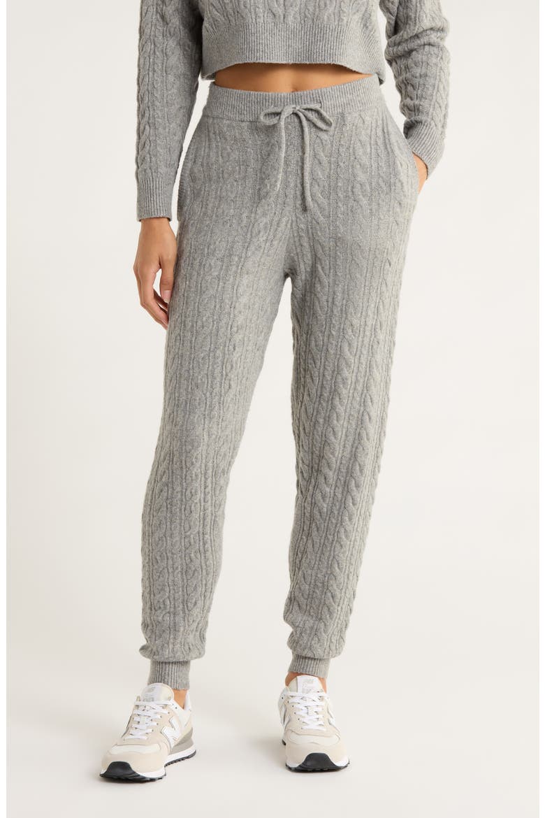 Cable Knit Joggers, Main, color, HEATHER STEEL GREY