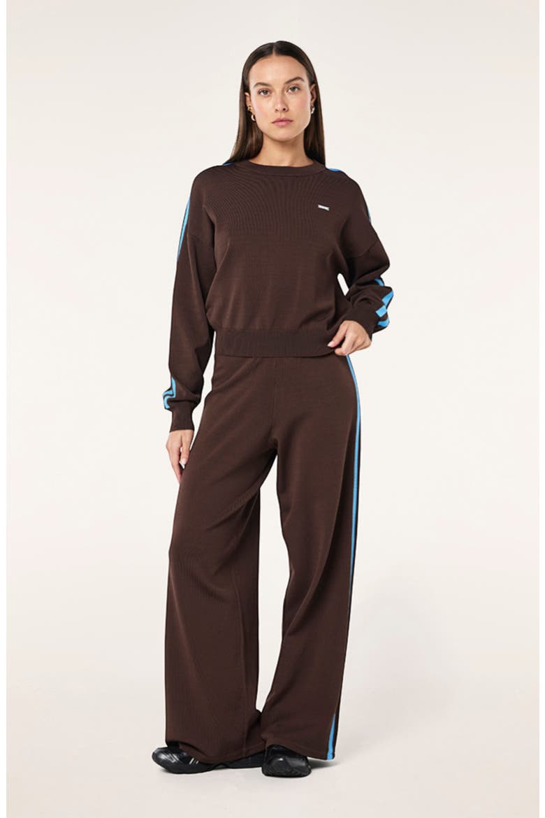 Retreat Stripe Wide Leg Track Pants, Alternate, color, COFFEE/ MARINA