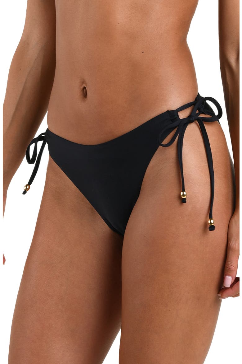 Solids Side Tie Bikini Bottoms, Alternate, color, BLACK