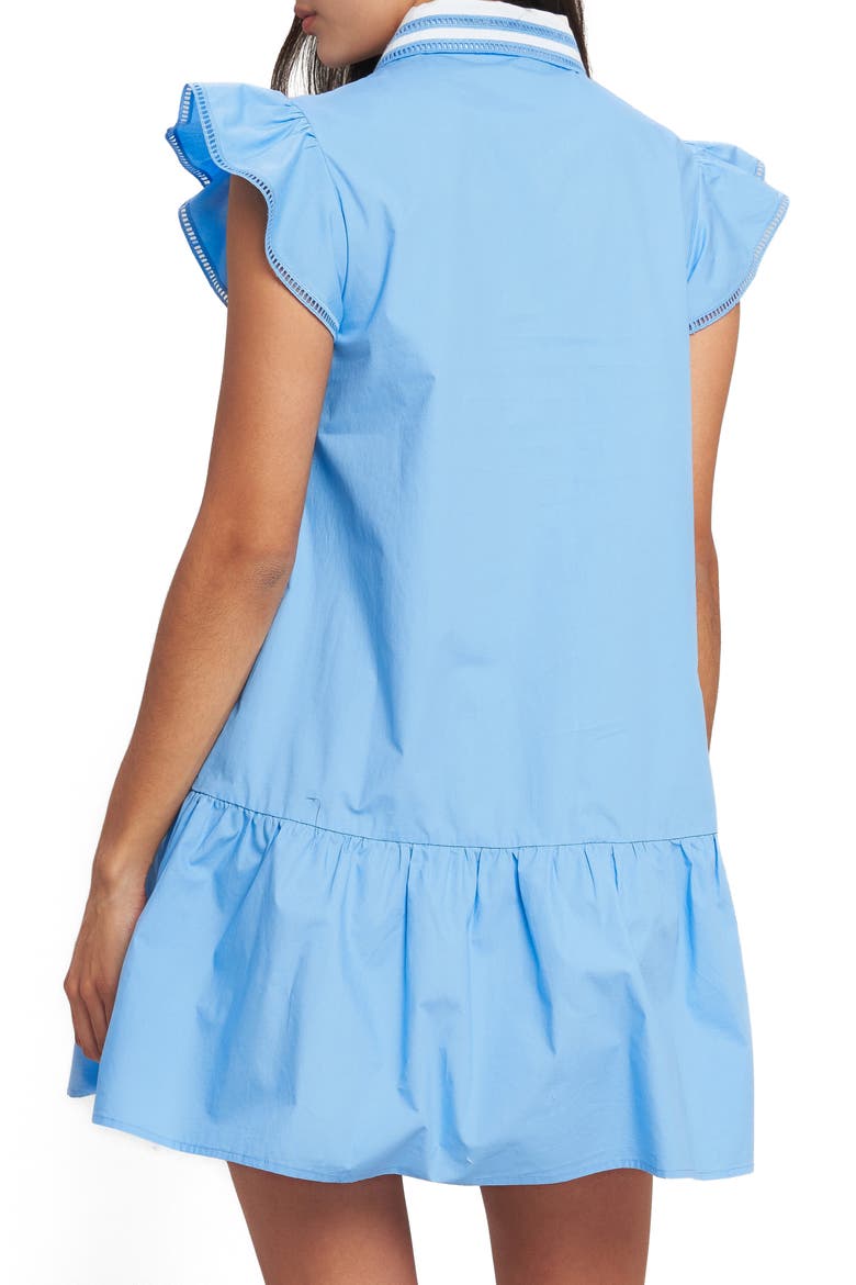 Faux Pearl Button Cotton Shirtdress, Alternate, color, BLUE