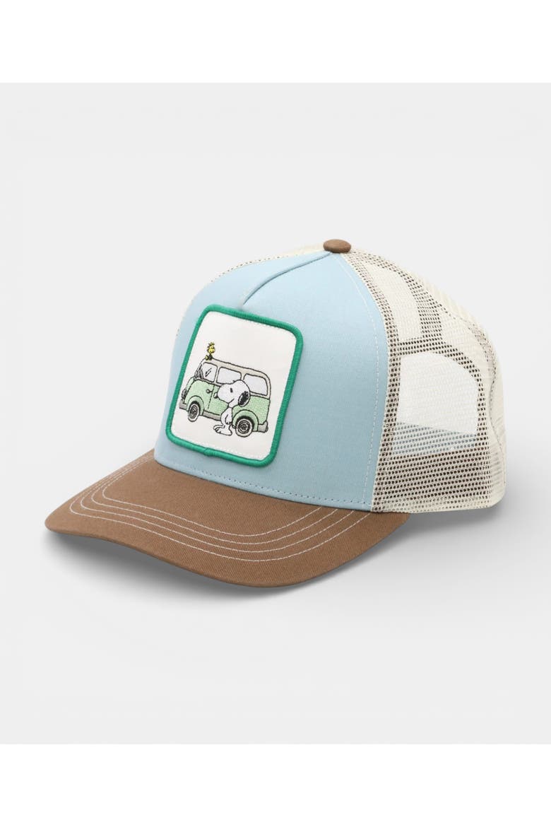 Snoopy Bus Trucker Cap, Main, color, BROWN