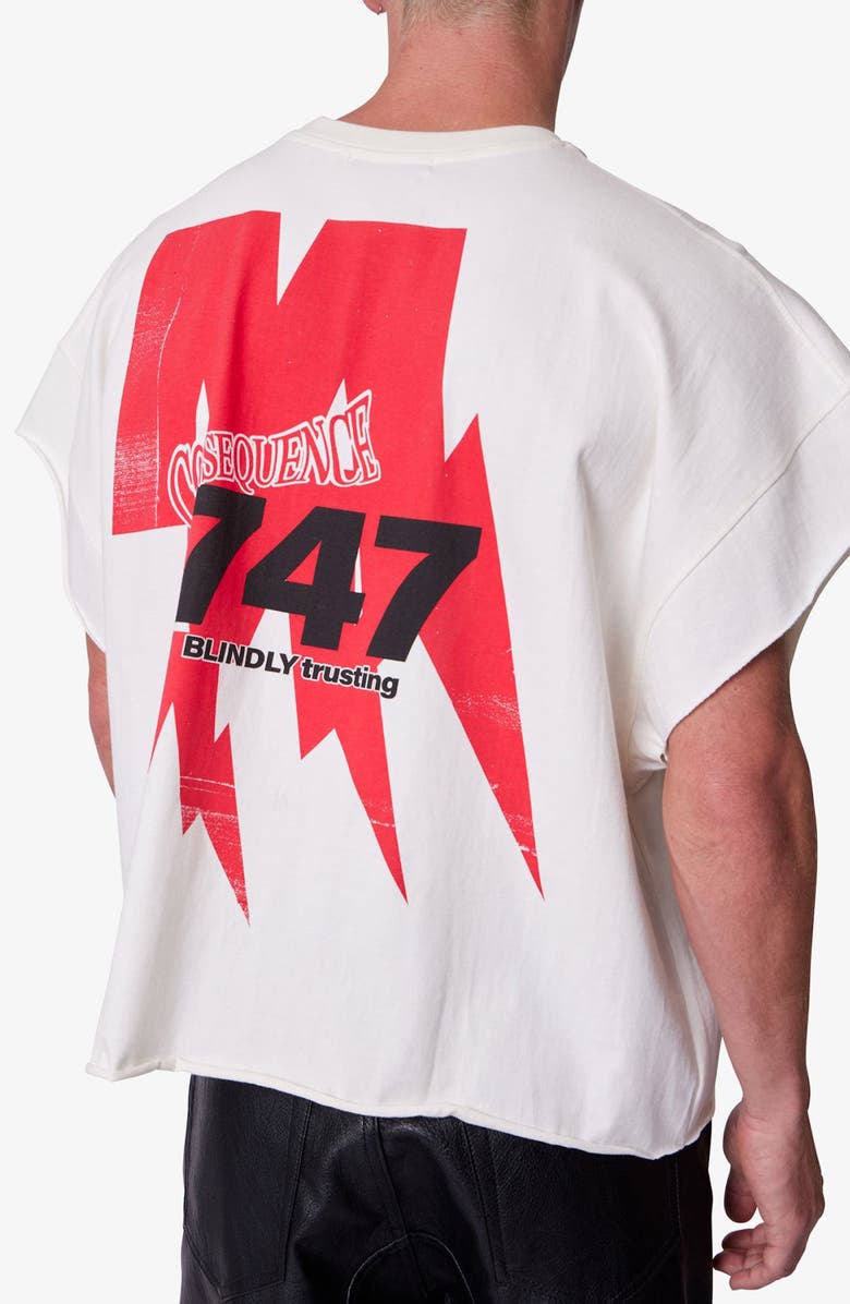 mnml Grim Graphic Cutoff T-Shirt, Alternate, color, Off White