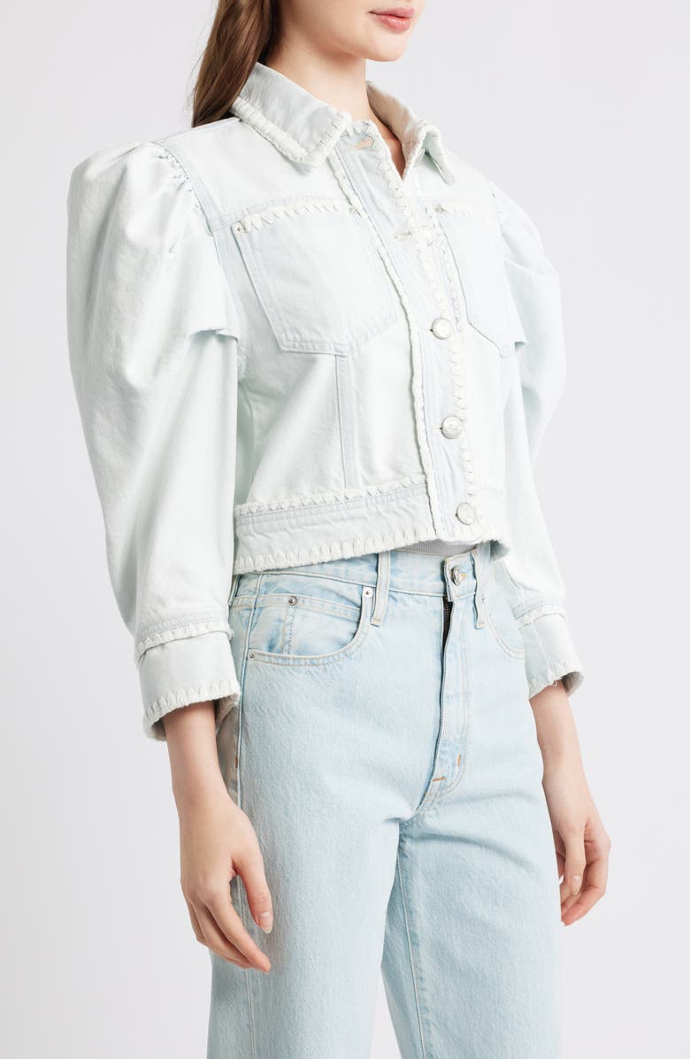 FARM Rio Stitch Detail Denim Jacket, Alternate, color, Denim