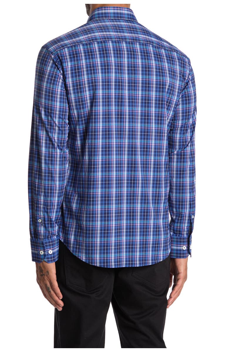 Bugatchi Check Print Shaped Fit Shirt, Alternate, color,