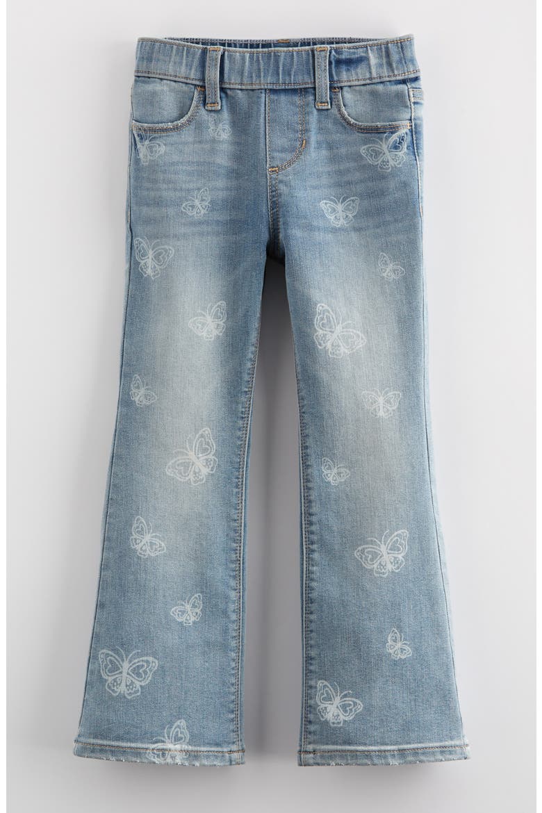 Kids' Distressed Pull On Stretch Flare Leg Jeans, Main, color, LIGHT WASH BUTTERFLIES