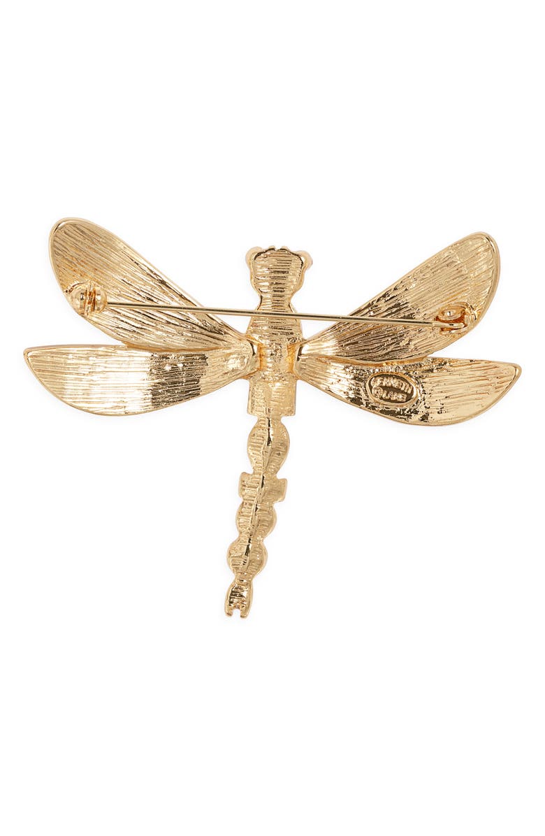 Kenneth Jay Lane Faux Pearl Dragonfly Pin, Alternate, color, Gold
