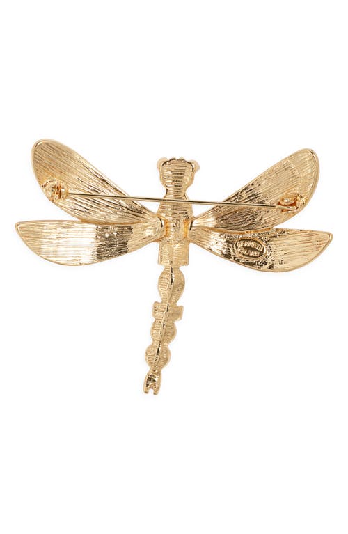 Kenneth Jay Lane Faux Pearl Dragonfly Pin In Gold
