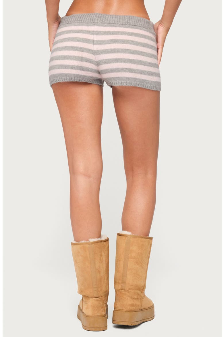 Abra Striped Knit Shorts, Alternate, color, LIGHT-GRAY-MELANGE-AND-PINK