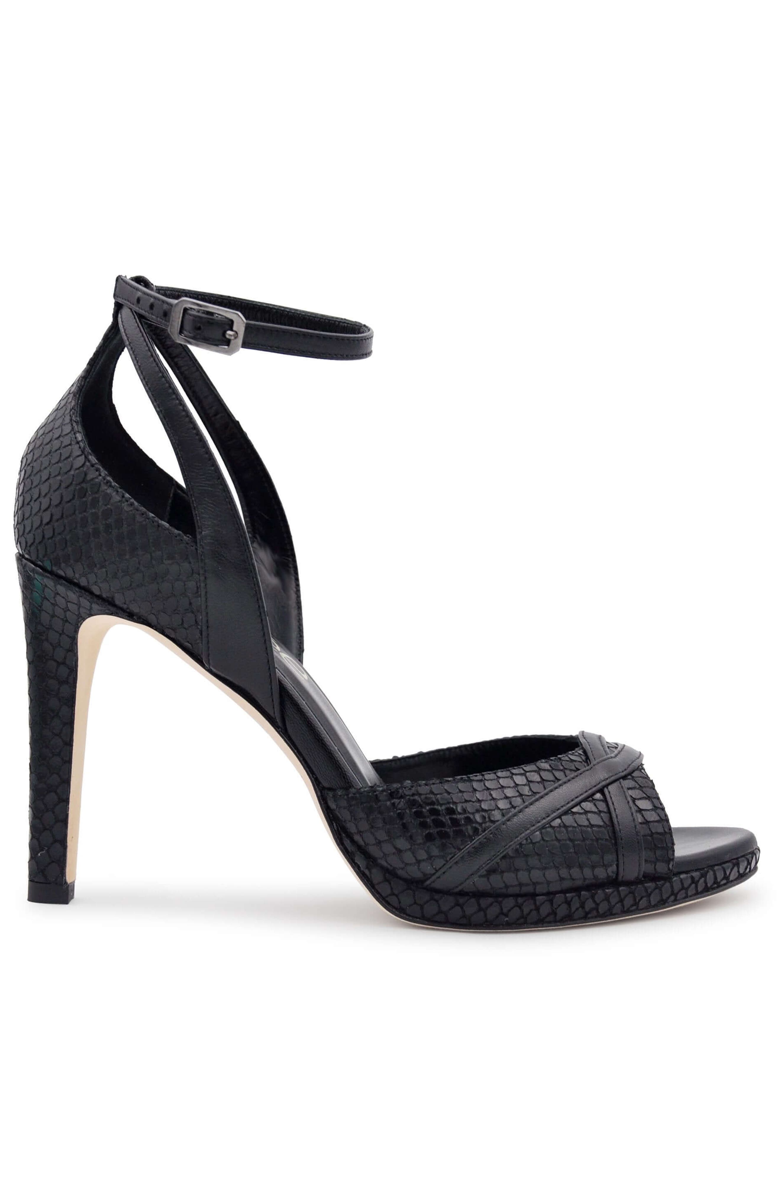 Adriana Sandal Leather Platform Heels, Alternate, color, Black