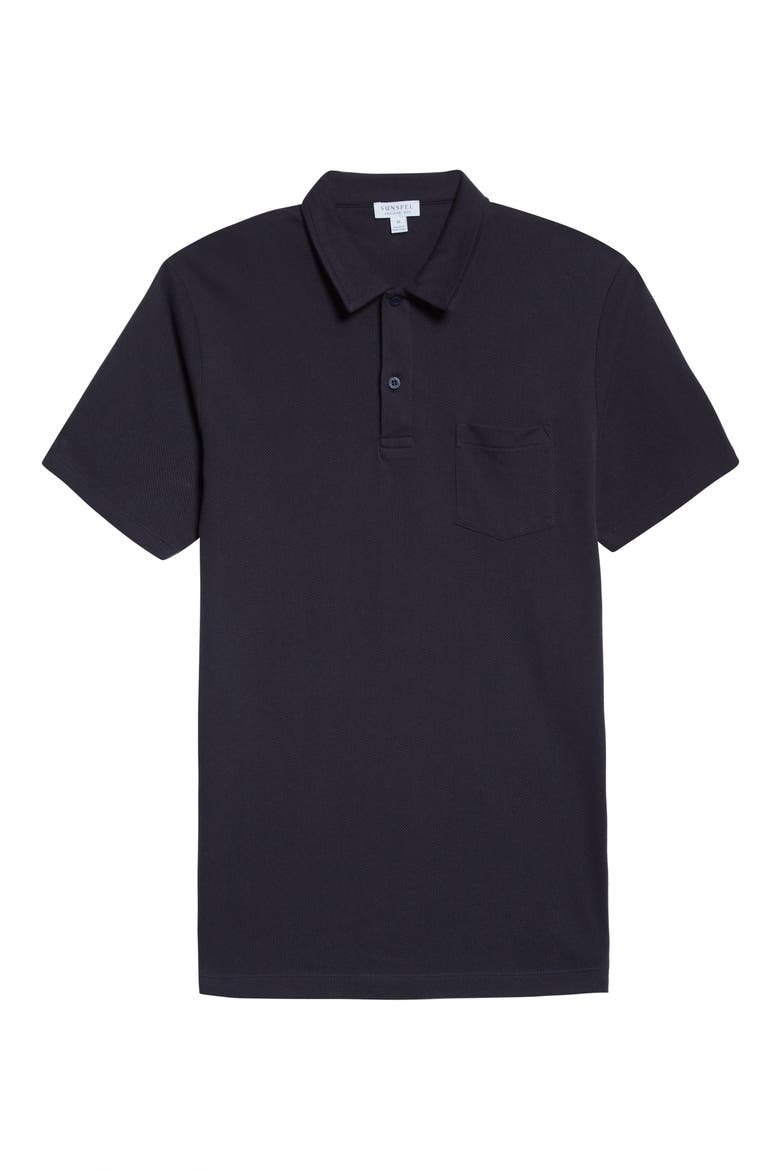 Men's Riviera Cotton Polo, Alternate, color, NAVY