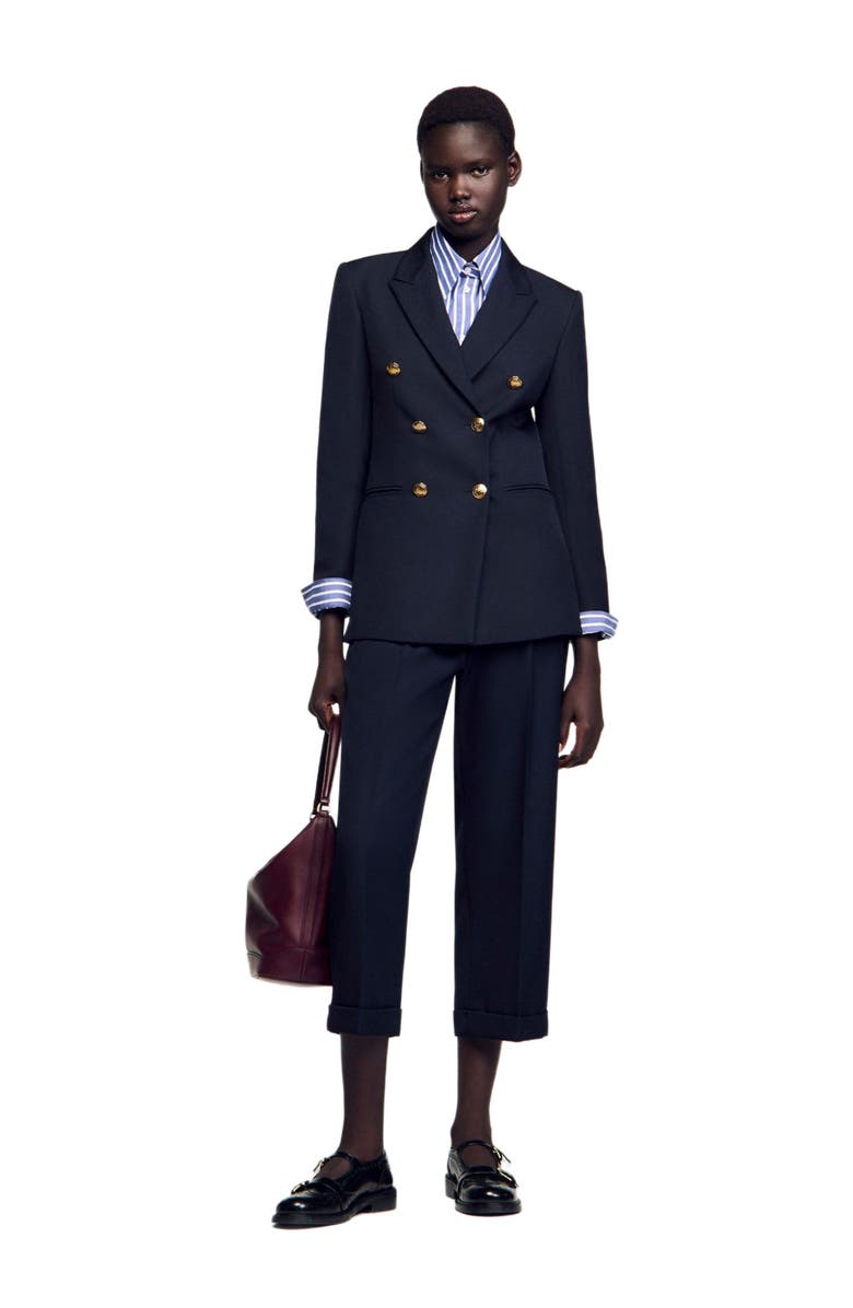 SANDRO Double-breasted suit jacket, Alternate, color, 