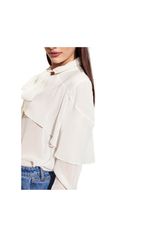 Cynthia Rowley Camille Ruffle Blouse In Neutral