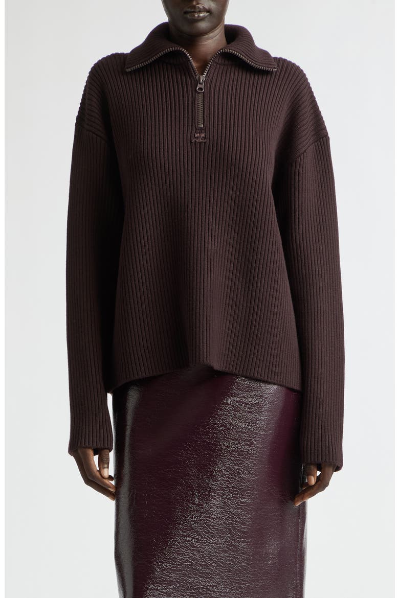 Wool Rib Trucker Sweater, Main, color, BURNT RED