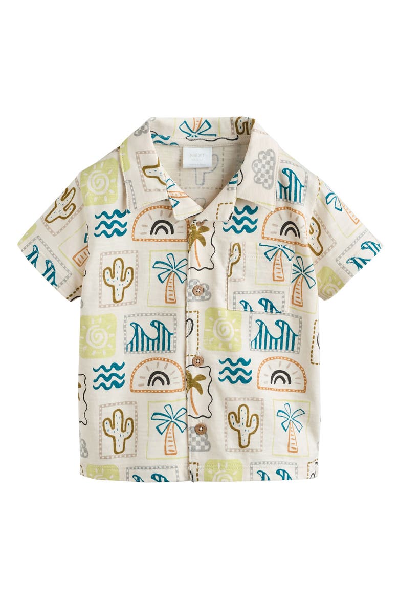 Fluro Tile Cotton Camp Shirt & Shorts Set, Alternate, color, NEUTRAL