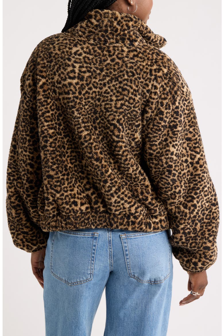 Print Fleece Zip Jacket, Alternate, color, TAN- BLACK PATTY LEOPARD