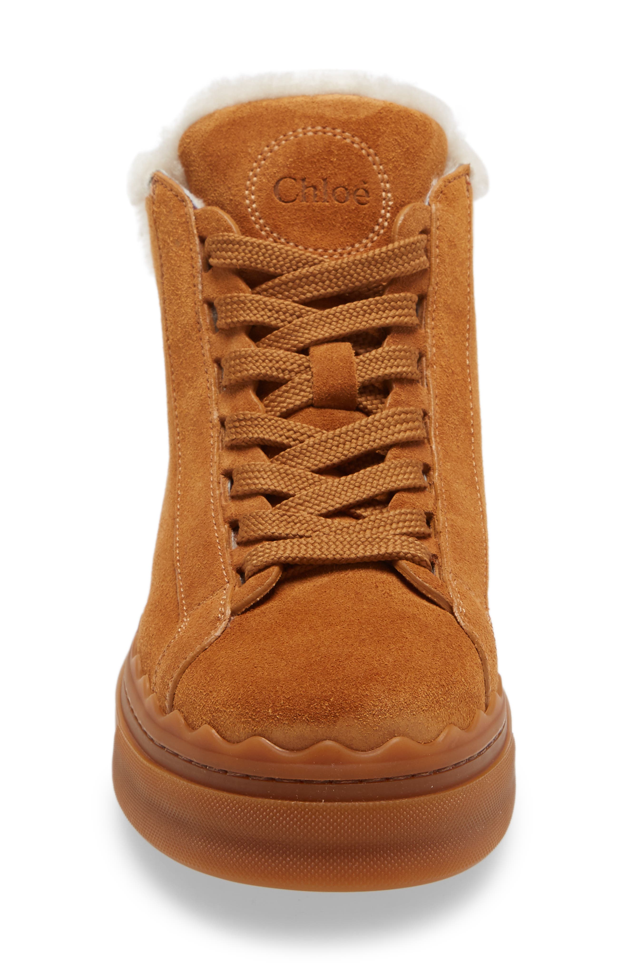 Chloé Lauren Genuine Shearling Lined High Top Sneaker, Alternate, color, 