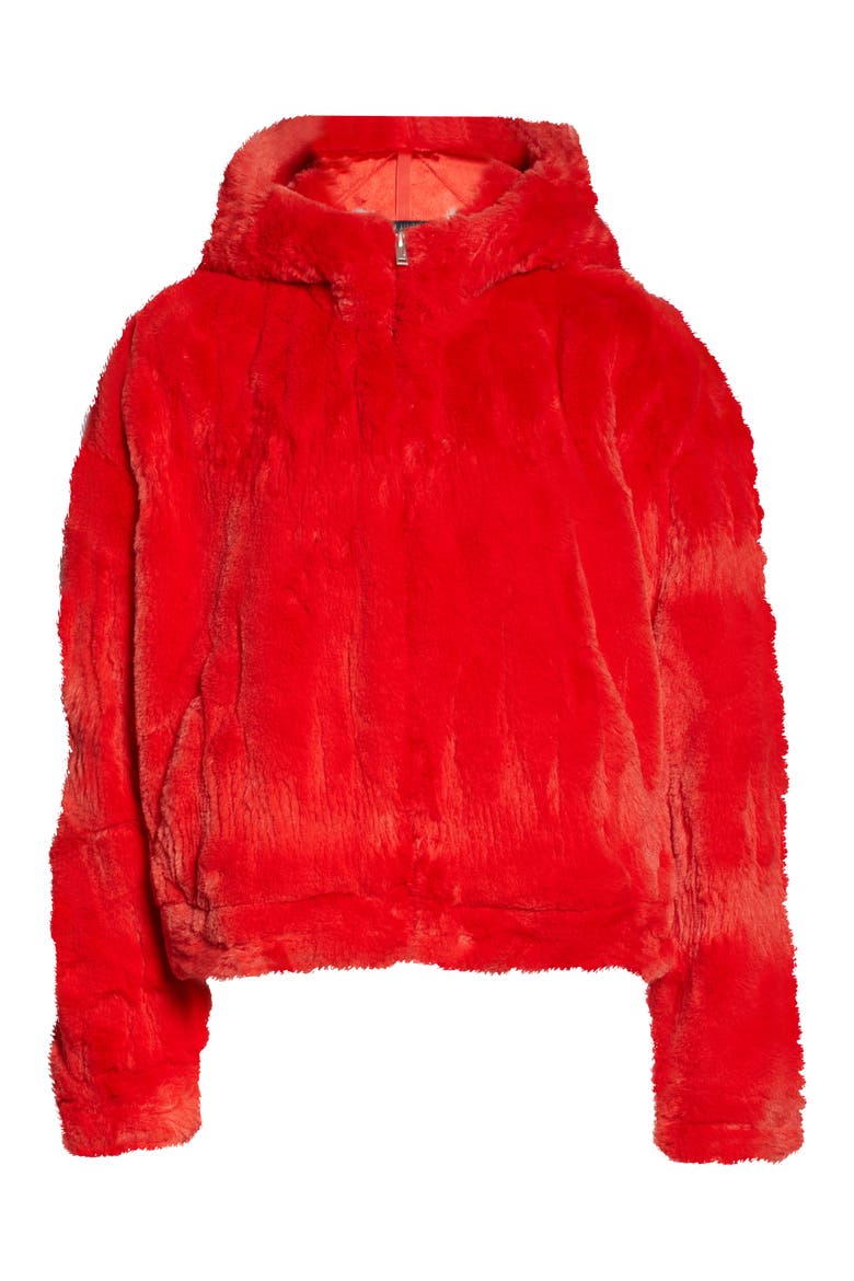 Mandy Faux Fur Hooded Jacket, Alternate, color, BLAZE