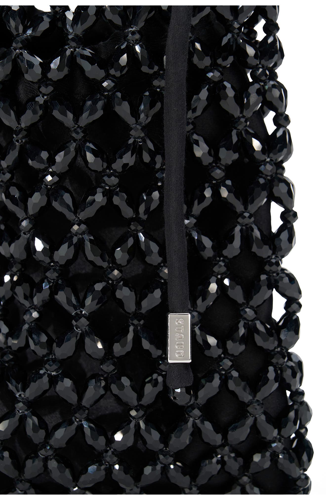 STAUD Karla Crystal Beaded Shoulder Bag, Alternate, color, Black