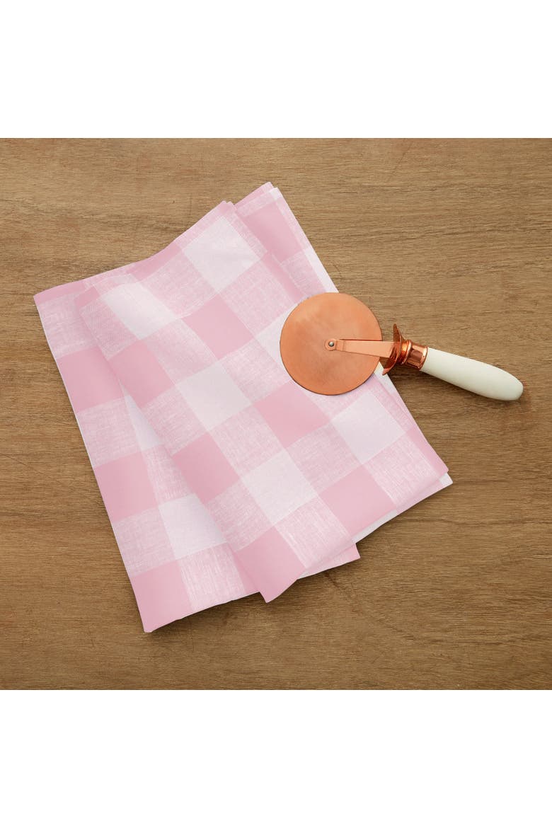 Linen Kitchen Towels Set of 2, 16.5 x 26.5" - Buffalo Check, Alternate, color, Marshmellow Pink