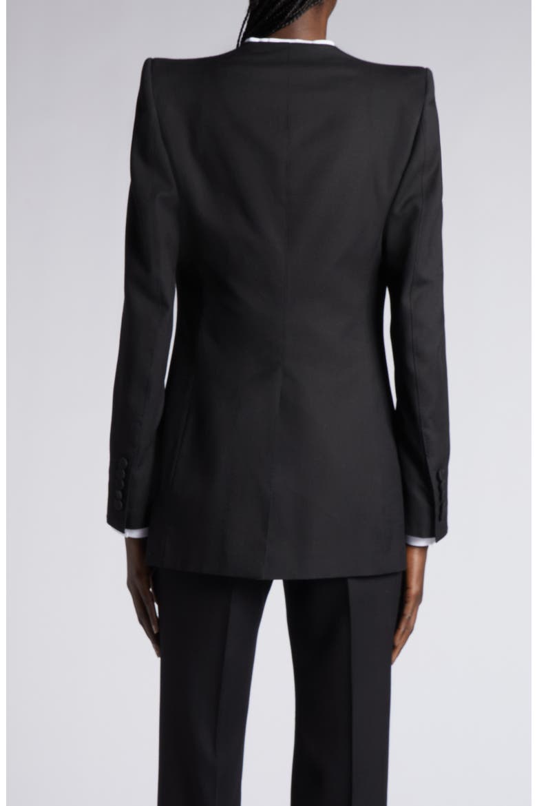 Sharp Shoulder Wool & Silk Panama Cutaway Jacket, Alternate, color, BLACK
