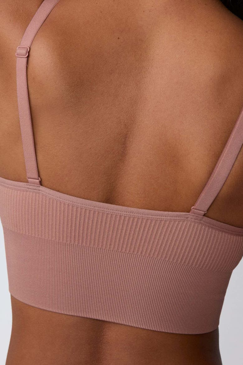Ribbed Seamless Triangle Bralette, Alternate, color, Plum