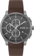 BOSS Peak 2.0 Chronograph Leather Strap Watch, 45mm