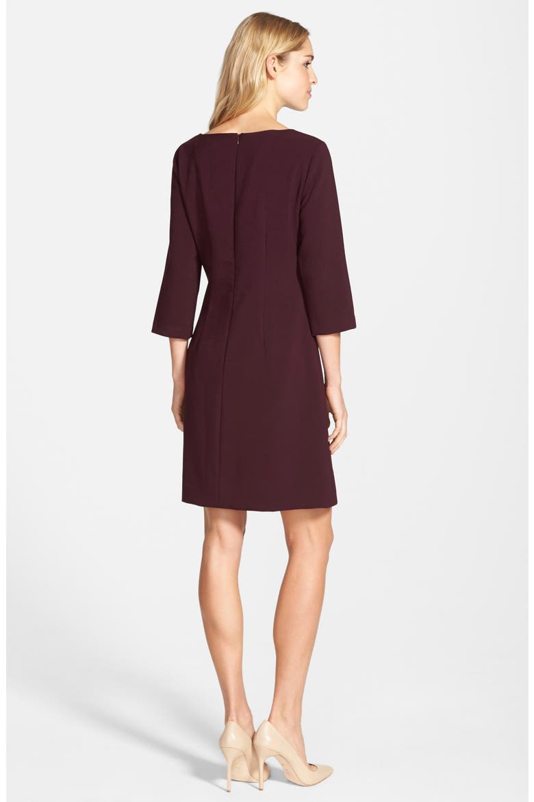 Pocket Detail Crepe Shift Dress, Alternate, color, PLUM STONE