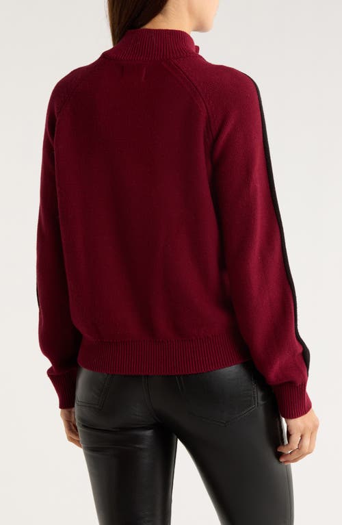 Obey Frankie Track Full Zip Sweater In Burgundy
