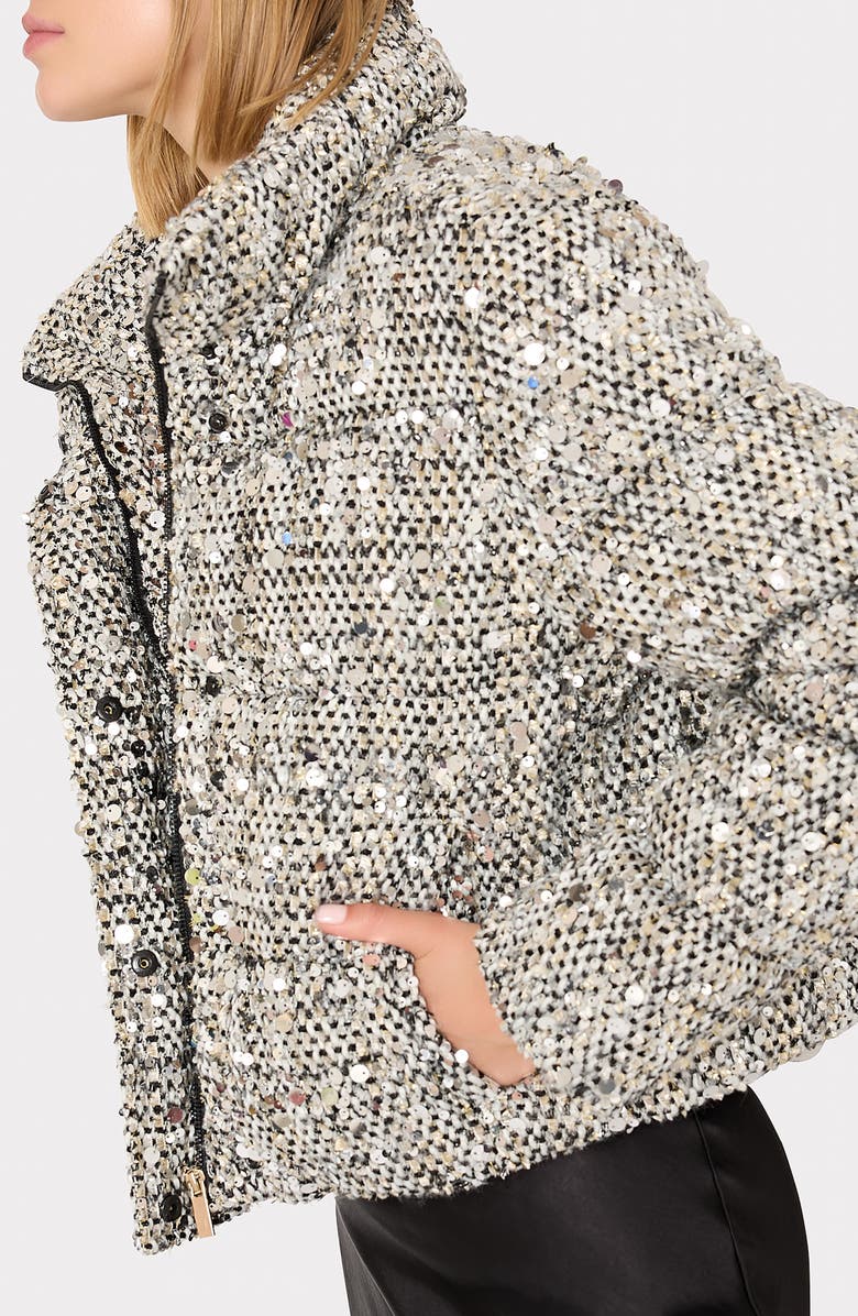 Milly Hayes Sequin Tweed Jacket, Alternate, color, Black Mult