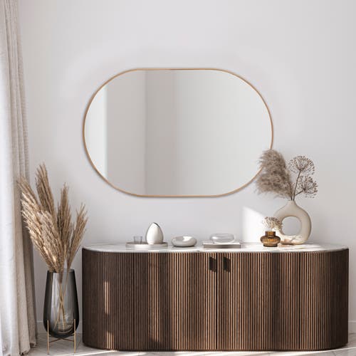 Jonathan Y Milly Medium Oval Metal Framed Wall Mirror In Gold