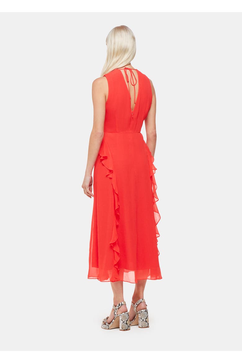 Nellie Frill Detail Midi Dress, Alternate, color, Red