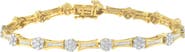 Haus of Brilliance 10K Gold 2.00 cttw Round and Baguette-Cut Diamond Link Bracelet