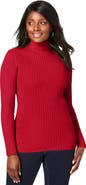 Jessica London Ribbed Cotton Turtleneck Sweater
