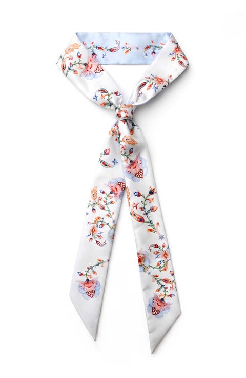 Silk Skinny Scarf Dawn Garden