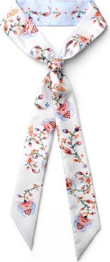Jessie Zhao New York Silk Skinny Scarf Dawn Garden