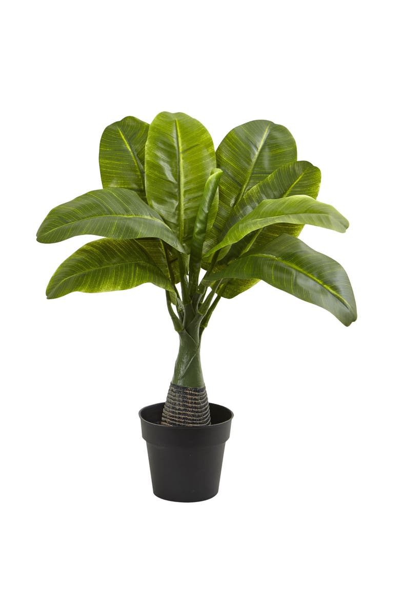 NEARLY NATURAL 16-in Mini Banana Artificial Plant, Main, color, Green