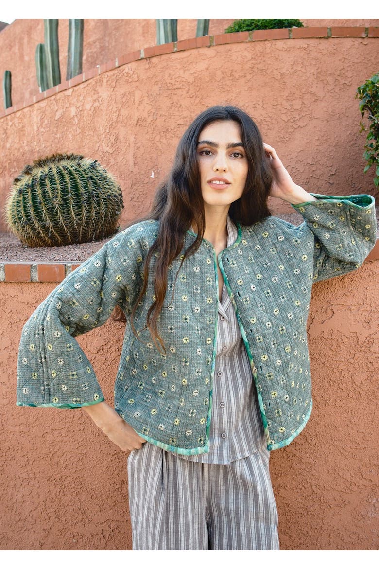 Amara Quilted and Reversible Cardi Jacket Garden, Alternate, color, Garden