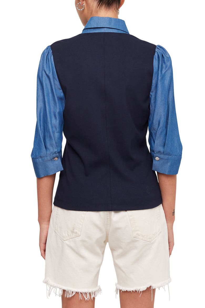 Camden Mixed Media Henley Top, Alternate, color, NAVY