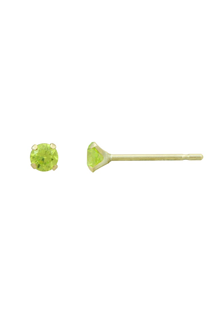 10K Gold Cubic Zirconia Stud Earrings, Main, color, GREEN