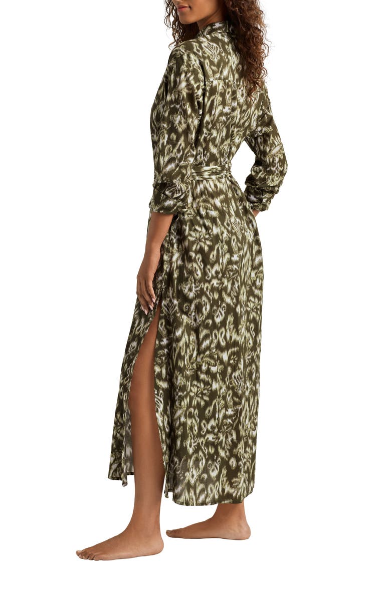 Lauren Ralph Lauren Print Midi Cover-Up Shirtdress, Alternate, color, Olive Multi