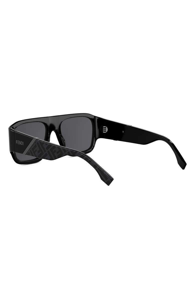 Fendi Diagonal 54mm Rectangular Sunglasses, Alternate, color, Shiny Black / Smoke