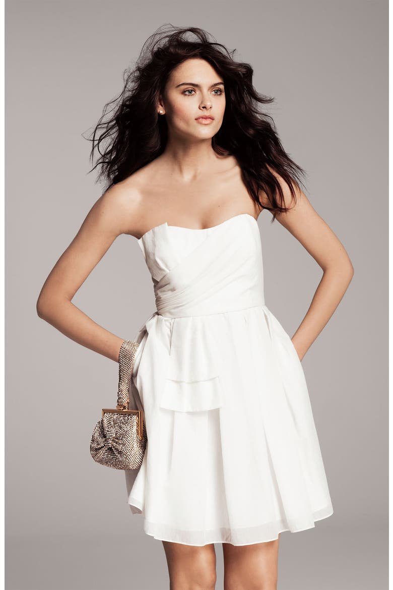 Sweetheart Neckline Bow Detail Dress, Alternate, color, WHITE
